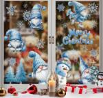 Vanco-Up Karácsonyi sztatikus ablakmatrica, Vanco-Up - Csillogó kék manók, hóember, fenyőfák
