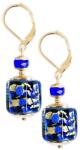 Lampglas Elegáns Deep Blue fülbevaló 24k arannyal, Lampglas ECU50 gyöngyökben