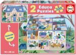 Educa Puzzle Casă Inside&Outside House Educa 2x100 piese de la 6 ani (EDU19957) Puzzle