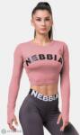 NEBBIA Sports HERO női crop felső, hosszú ujjal, régi rózsaszín (S)