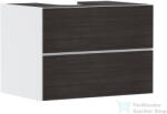Hansgrohe XEVOLOS E 78x55 cm-es 2 fiókos fali szekrény pult nélkül, matt fehér/sötét tölgy 54187730 (54187730)