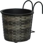  Polirattan balkonra rakható virágcserép antracit-szürke 19 cm x 19 cm x 22 cm