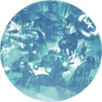 Komar nemszőtt fotótapéta Dot Avengers Blues Power öntapadó átmérő 125 cm