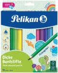 Pelikan Set 12 creioane colorate cu ascutitoare, Pelikan, Jumbo