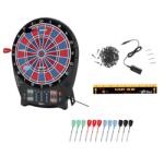 Crivit PK elektromos darts tábla 4 db világító LED kijelzővel, 3x4 dart szettel, hálózati adapterrel 100 pótheggyel (piros-kék) (Crivit_elektromos_Darts_tabla_piros-kek)