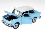 Welly 24037WBL 1: 24 15cm kétütemű Trabant 601 kék 2T Trabi fém modell autó fehér tetővel, nyitható motorháztetővel (Welly_24037WBL_trabant_601_1_24_modell)