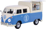 MOTORMAX Volkswagen Transporter T2 Food & Drink 1: 24 kék-fehér 17 cm fém + műanyag modell autó, autómodell, nyitható büfékocsi (T2_Food_Drink_1_24)