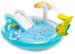 Intex 57165 Krokodil Play Center medence, 201 x 170 x 84 cm felfújható kerti élménymedence spriccelő krokodillal és vízi csúszdával (INTEX_57165_Krokodil)