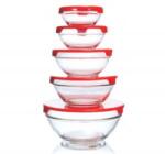  Üvegtál készlet műanyag tetővel 5 részes piros 10750000 (10750000)