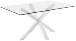 Kave Home Üveg étkezőasztal Kave Home Argo 180 x 100 cm fehér fém talppal (LF-C361C07)