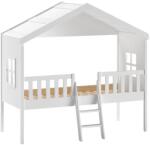 VIPACK Fehér fenyő gyerekágy Vipack Háziágy 90 x 200 cm létrával (HBZG9014)