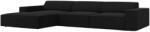 MICADONI Fekete szövet sarokkanapé MICADONI Jodie 284 cm, bal (MIC_LC_78_F1_JODIE6)