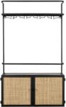 White Label Fekete lakkozott függő boros szekrény rattan töltettel WLL GUUJI 60 x 18 cm (7600015)