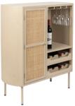 White Label Bézs fa borosszekrény rattan töltettel WLL AMAYA 90 x 38 cm (4100081)