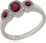 ÉkszerM Fehérarany Brill és Rubin Köves Gyűrű (méret: 54) AU 85118