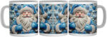  Kék Porcelán Télapó - 3D Mintás Bögre (163786)