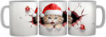 Mikulás sapkás ideges kiscica - 3D Mintás Bögre (523282)