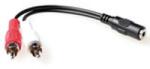 ACT audio connection cable 1x 3, 5 mmm jack male naar 1x 3.5mm stereo jack female - 2x RCA male - AK2027 (AK2027)