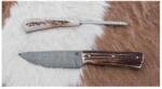 Jiří Čurda Damaszkuszi vadászkés minifűrésszel 11 cm szarvas agancs 536 (CU0031)