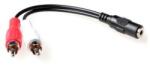 ACT 0, 15 meter audio connection cable 1x 3, 5 mmm jack male naar 1x 3.5mm stereo jack female - 2x RCA (AK2027)