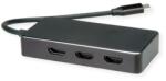 Valueline Adapter USB-C - HDMI (3x) Multistream, 4K, M/F, fekete 12.99. 1031-5 (12.99.1031-5)