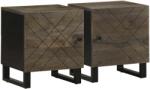 vidaXL 2 db fekete tömör mangófa éjjeliszekrény 40 x 33 x 46 cm (4017681)