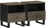 vidaXL 2 db fekete tömör mangófa éjjeliszekrény 40 x 33 x 46 cm (4017691)