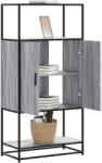 vidaXL Highboard szürke sonoma 68x35x139 cm gépelt fa és fém (849042)