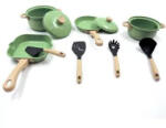  Konyhai edény szett, fém - zöld