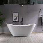 Foglia Cada baie freestanding slim 150 x 77 cm, ovala cu preaplin, Bella Foglia (6014-150)