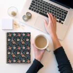 Miquelrius spirálfüzet, A4, 100 lap, négyzethálós, színregiszteres, keményfedeles, Bloom, virágos