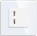 Luxion Priza USB cu Rama din Sticla LUXION, Alb, LX-MP057G-W (LX-MP057G-W)