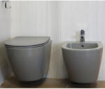 Fluminia Vas WC suspendat cu capac Quick Release și Soft Close, 53, 5 x 36 x 36 cm, gri mat, Alfonzo (50327093)