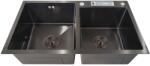 Anahita Chiuveta bucatarie dubla, inox, negru dozator detergent si suport cutite, 82 x 45 x 22 cm, Anahita (D001BL) Chiuveta