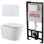 Anahita Construction Set vas WC suspendat Beauty, rezervor incastrat Alcadrain cu clapeta actionare alba, M670 (LX1905AM101)