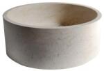 Import Egipt Lavoar baie pe blat, TRAVERTIN LIGHT RS-22, crem, rotund din travertin 42x15cm (50319583)