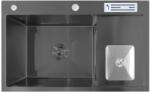 Anahita Chiuveta bucatarie cu o cuva, inox, negru, cu cos de gunoi si suport cutite, 78 x 48 x 22 cm, Anahita (R002BL) Chiuveta
