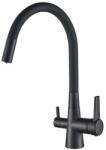Getwell Gadwall, két karos, 3 utas, rugalmas nyakú, Konyhai csap víztisztítókhoz Fekete színben (GWC301-B)