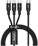 Baseus Cablu de date Baseus 3 in 1, USB Type-C la MicroUSB+Lightning+Type-C, PD 20W, 1.5m, Negru