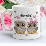  Bagolypár mintás kerámia bögre - SZERETLEK feliratos (0118_mug)