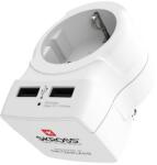 SKROSS încărcător de călătorie 2 prize USB (250V/2.4A, EU2 pin - UK, împământat) ALB 1.500280 (1.500280)
