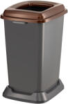 PLANET Szelektív hulladékgyűjtő konténer, műanyag, nyitott fedeles, barna, 50L (UP900BR) - alphadenthigienia