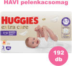 Huggies Extra Care Pants 3-as bugyipelenka 6-11kg, 4x48db - HAVI PELENKACSOMAG + AJÁNDÉK Huggies törlőkendő