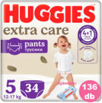 Huggies Extra Care Pants 5-ös bugyipelenka 12-17kg, 4x34db - HAVI PELENKACSOMAG + AJÁNDÉK Huggies törlőkendő