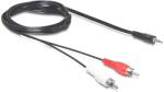 Delock audio DC jack 3.5 mm kábel, apa 2 x RCA apa, 10 m
