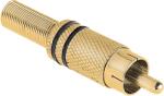 Cabletech RCA csatlakozó arany két csík fekete (WTY0068)