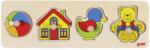 Goki Puzzle din lemn cu manere Goki - Minge, casa, rata si ursulet (57998) Puzzle