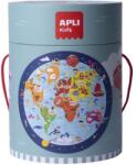 APLI Puzzle, kör alakú, 48 darabos, APLI Kids "Circular Puzzle", világtérkép 18201 (18201)