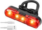 Spyral hátsó lámpa, USB-ről tölthető, gumipántos rögzítés, 30 lumen, fekete