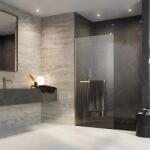 Radaway Perete de dus Walk-In, auriu lucios, Radaway Modo New Gold II cu port prosop 389135-09-01W (389135-09-01W)
